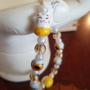 Bracelet Yellow Lucky Cat with Sunflowers!!!
